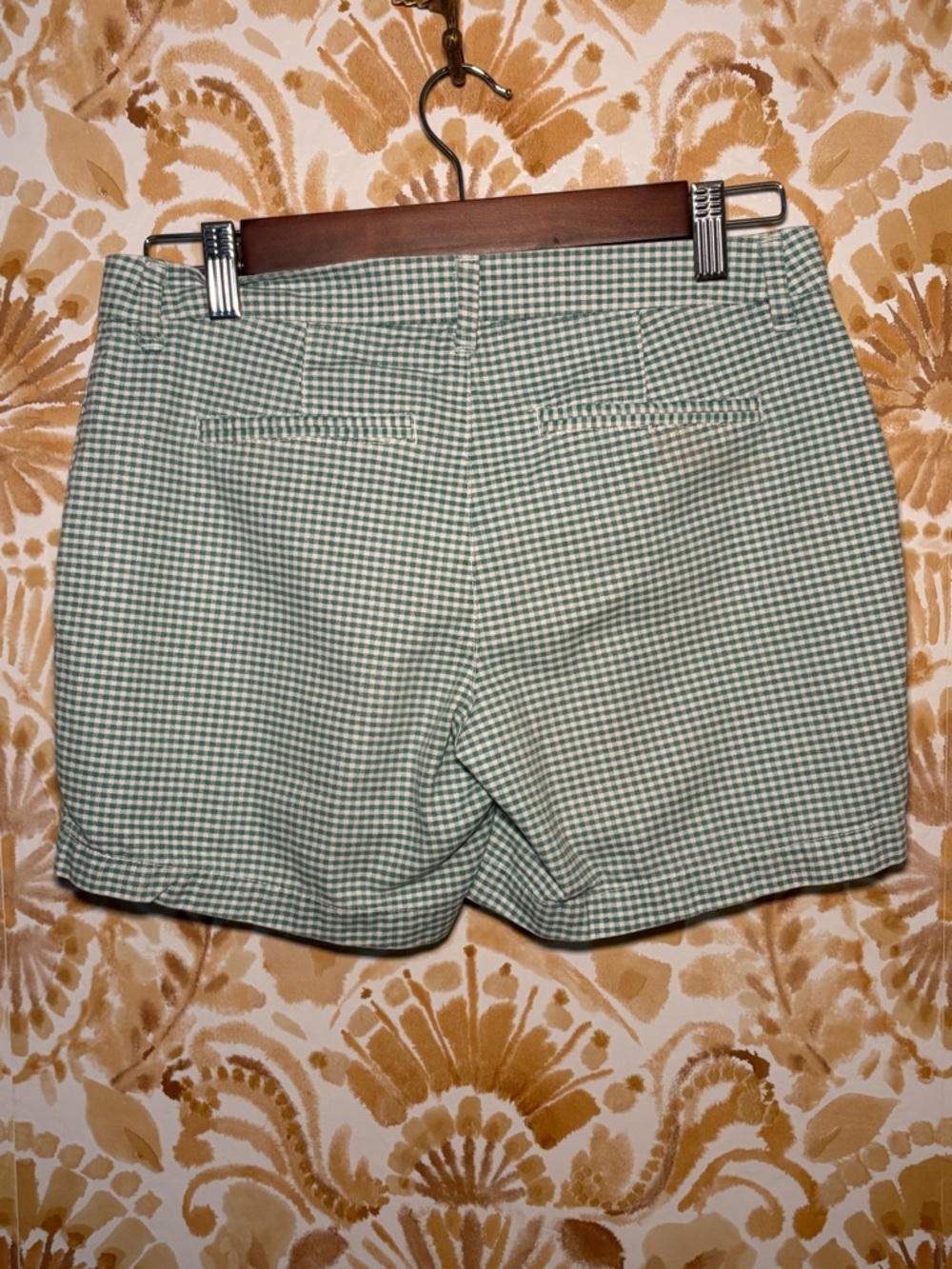 Green Gingham High Waisted Shorts | Preppy Coastal Summer Size 0 - Picture 5 of 6